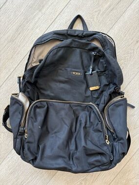 Tumi Voyager Calais Black Nylon Backpack with Gold Hardware